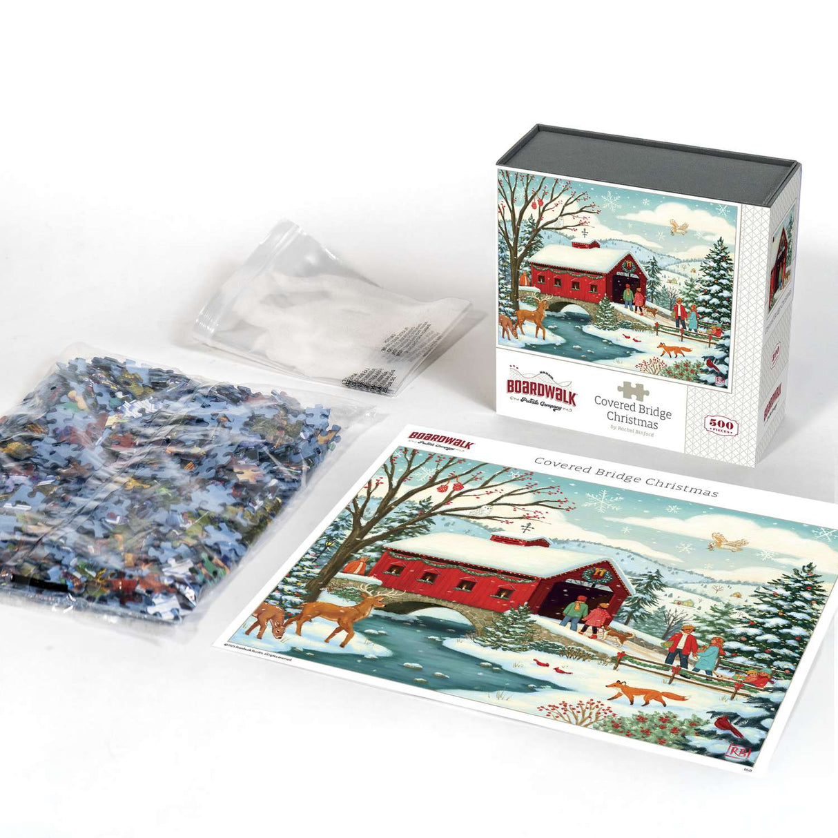 Covered Bridge Christmas 500 Piece Jigsaw Puzzle | Boardwalk Puzzles - Jigsaw Puzzles - The Puzzle Center