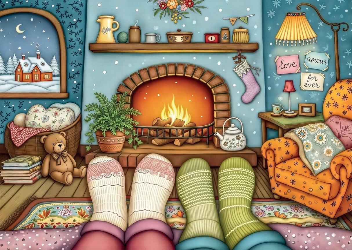 Cozy Feet, Winter Night 1000 Piece Jigsaw Puzzle | Delfy - Jigsaw Puzzles - The Puzzle Center