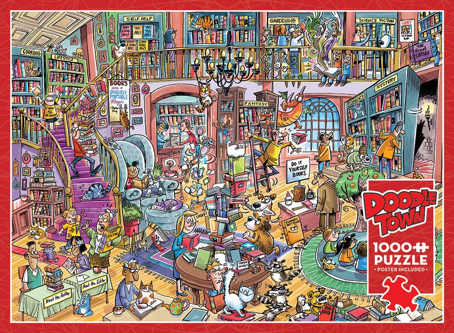 DoodleTown: Bookshop Bedlam 1000 Piece Jigsaw Puzzle | Cobble Hill - Jigsaw Puzzles - The Puzzle Center