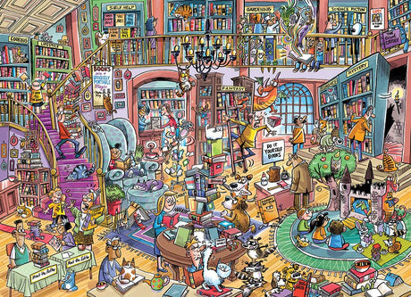 DoodleTown: Bookshop Bedlam 1000 Piece Jigsaw Puzzle | Cobble Hill - Jigsaw Puzzles - The Puzzle Center