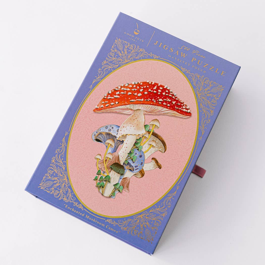 Enchanted Mushroom Cameo 500 Piece Jigsaw Puzzle | Good Juju Ink - Jigsaw Puzzles - The Puzzle Center