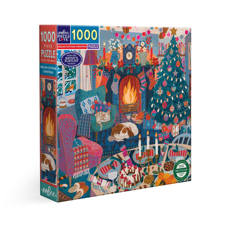 English Cottage Christmas 1000 Piece Jigsaw Puzzle | eeBoo - Jigsaw Puzzles - The Puzzle Center