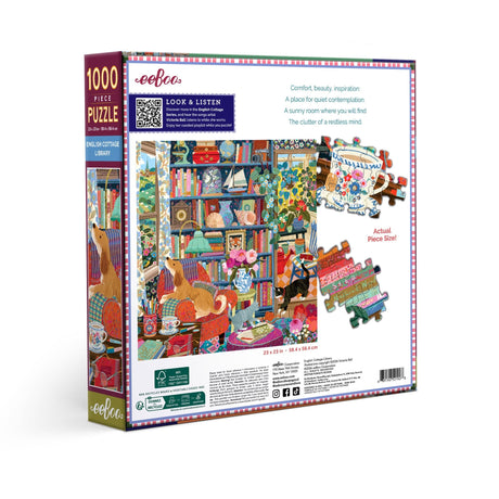 English Cottage Library 1000 Piece Jigsaw Puzzle | eeBoo - Jigsaw Puzzles - The Puzzle Center