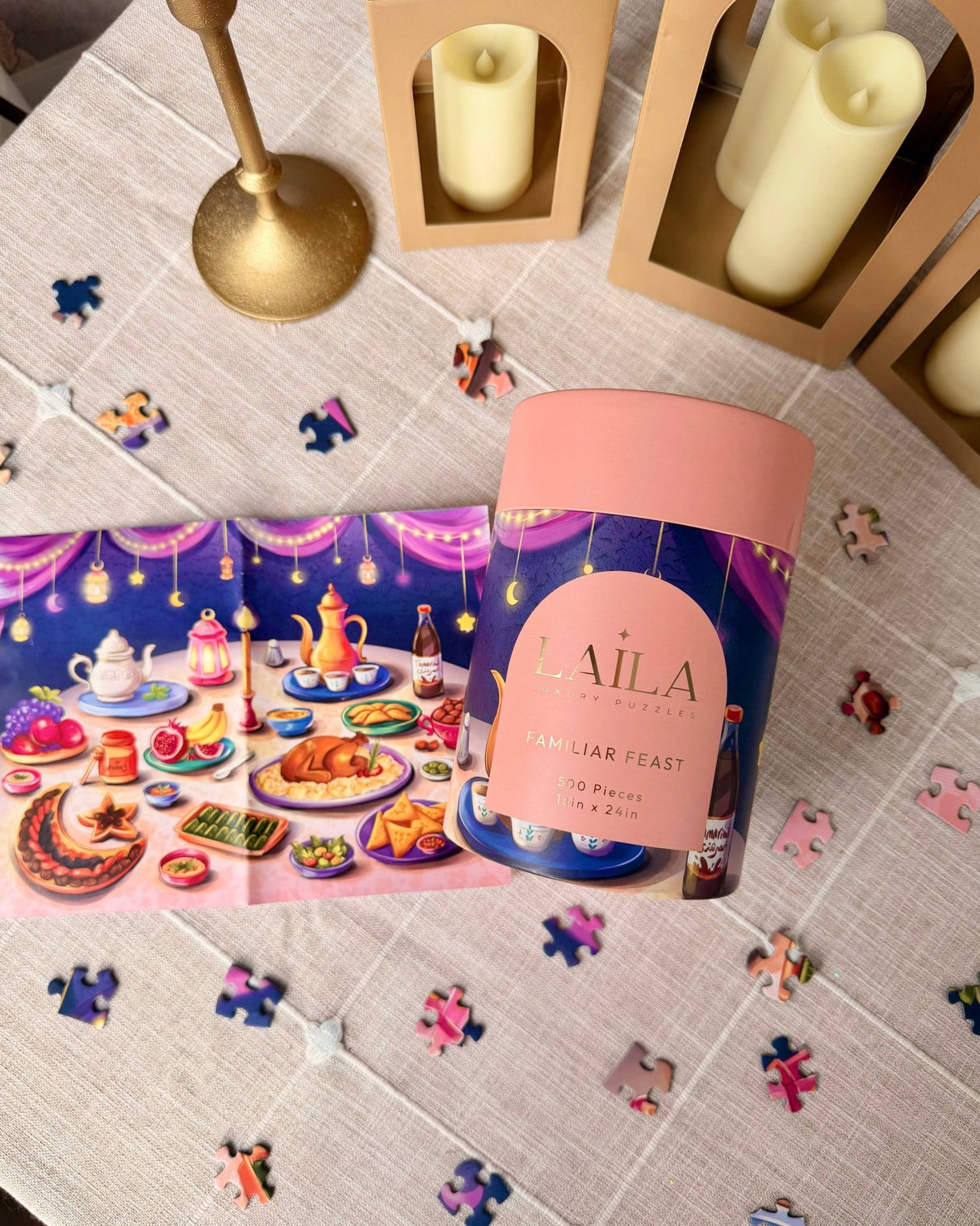 Familiar Feast 500 Piece Jigsaw Puzzle | Laila Luxury Puzzles - Jigsaw Puzzles - The Puzzle Center