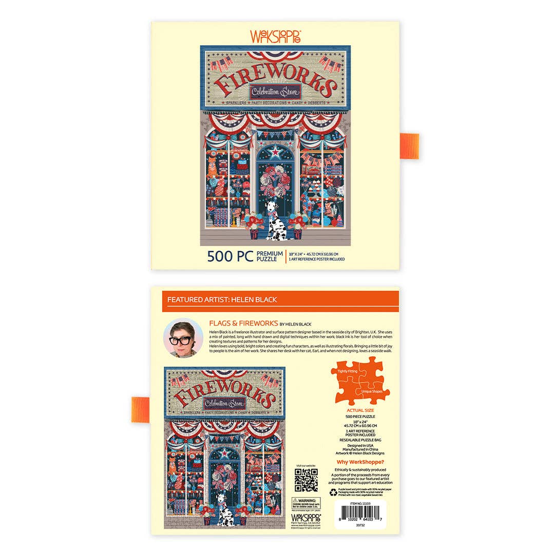 Flags & Fireworks 500 Piece Jigsaw Puzzle | WerkShoppe - Jigsaw Puzzles - The Puzzle Center