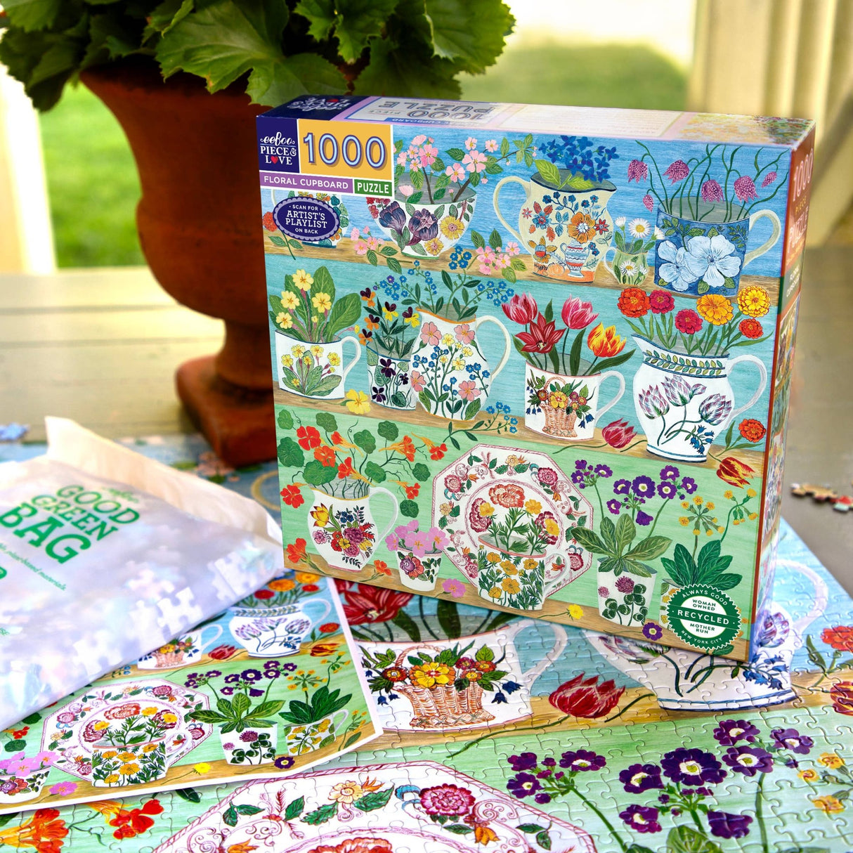 Floral Cupboard 1000 Piece Jigsaw Puzzle | eeBoo - Jigsaw Puzzles - The Puzzle Center