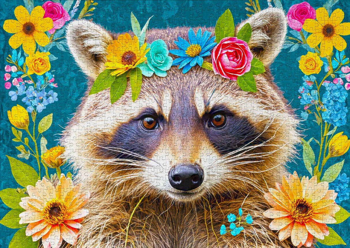 Floral Raccoon 1000 Piece Jigsaw Puzzle | Enjoy Puzzles - Jigsaw Puzzles - The Puzzle Center