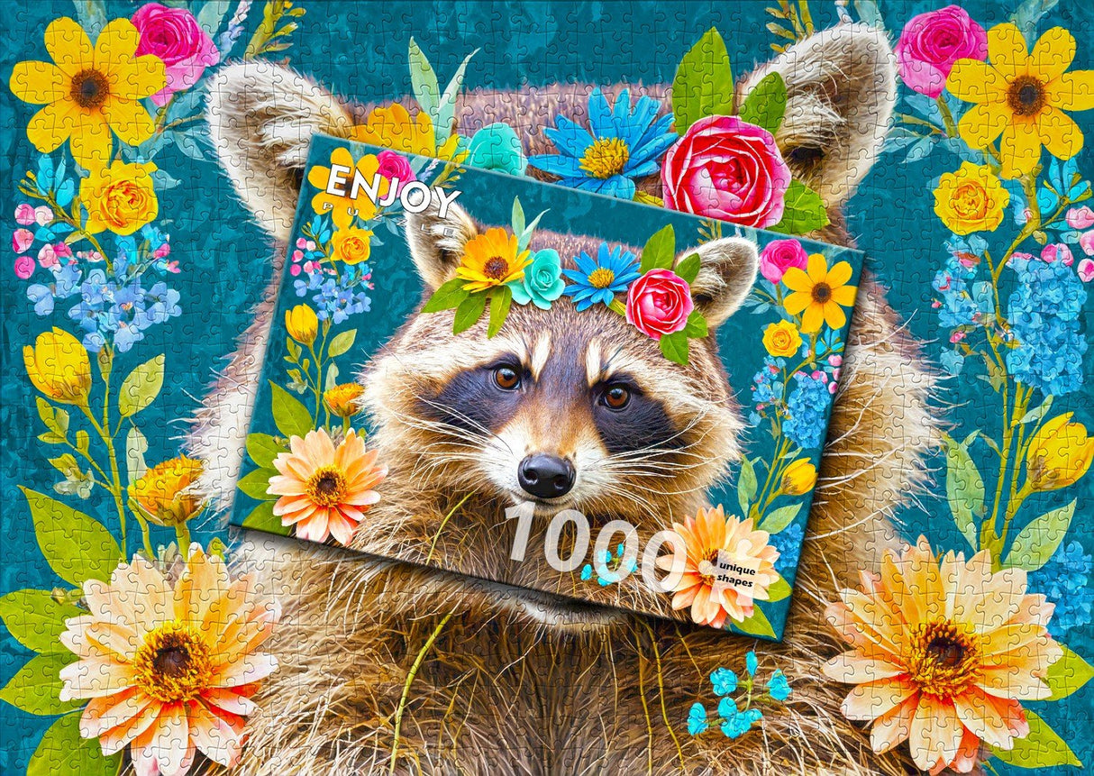 Floral Raccoon 1000 Piece Jigsaw Puzzle | Enjoy Puzzles - Jigsaw Puzzles - The Puzzle Center