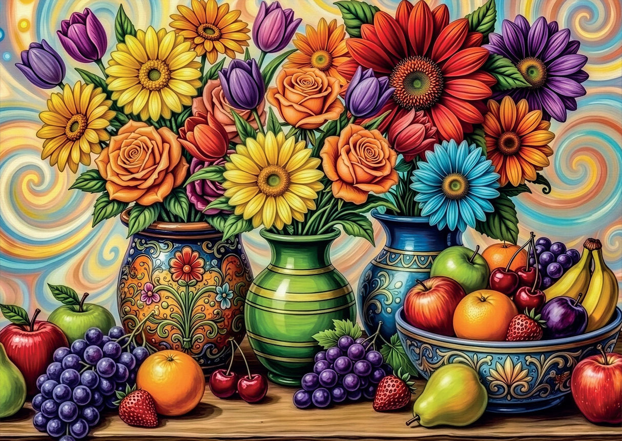 Flower Fruit Delight 1000 Piece Jigsaw Puzzle | Delfy - Jigsaw Puzzles - The Puzzle Center