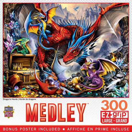 Medley Dragon's Horde 300 Piece EZ Grip Jigsaw Puzzle | Masterpieces - Jigsaw Puzzles - The Puzzle Center