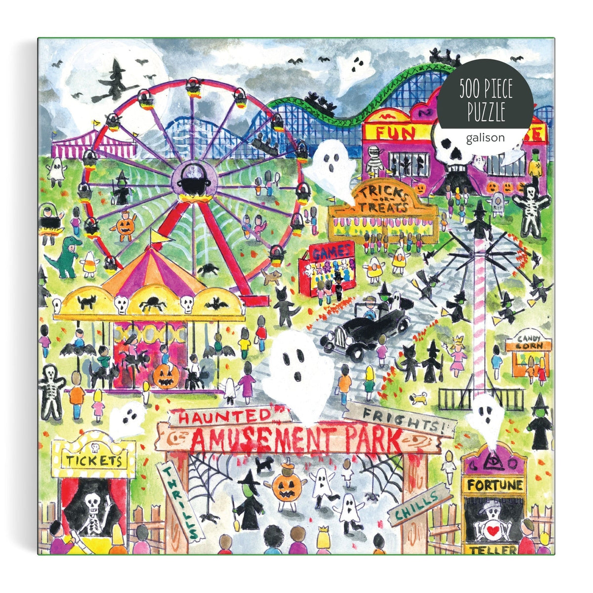 Michael Storrings Haunted Amusement Park 500 Piece Jigsaw Puzzle | Galison - Jigsaw Puzzles - The Puzzle Center
