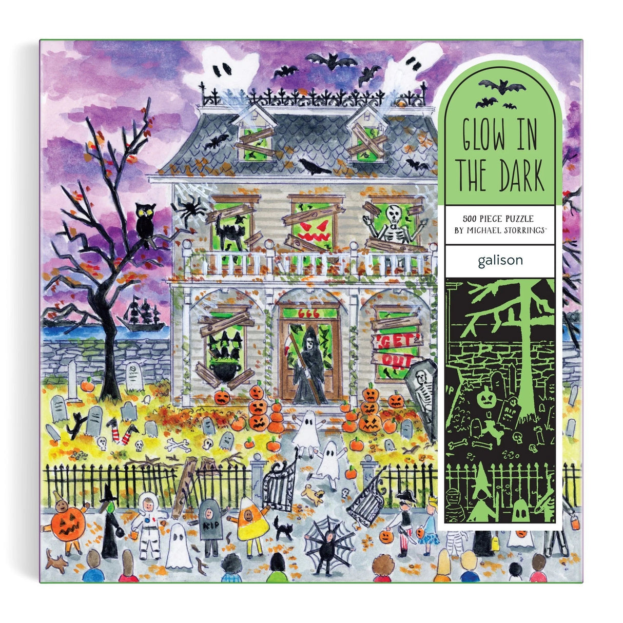 Michael Storrings Haunted House 500 Piece Glow in the Dark Jigsaw Puzzle | Galison - Jigsaw Puzzles - The Puzzle Center