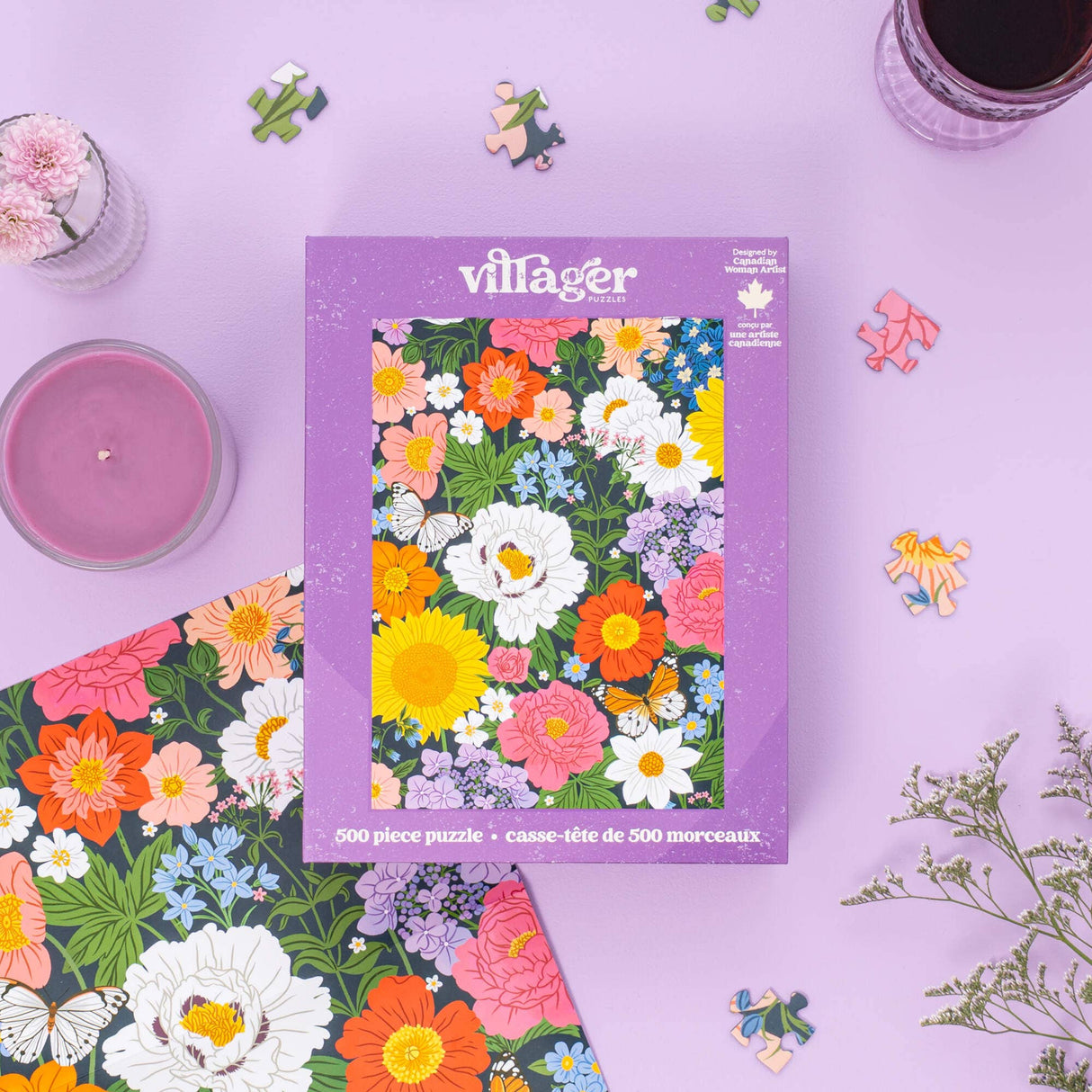 Midnight Blooms 500 Piece Jigsaw Puzzle | Villager Puzzles - Jigsaw Puzzles - The Puzzle Center