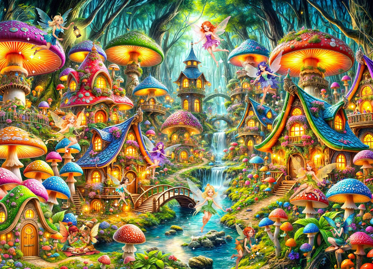 Mushroom Fairies 1000 Piece Jigsaw Puzzle | Vermont Christmas Co - Jigsaw Puzzles - The Puzzle Center