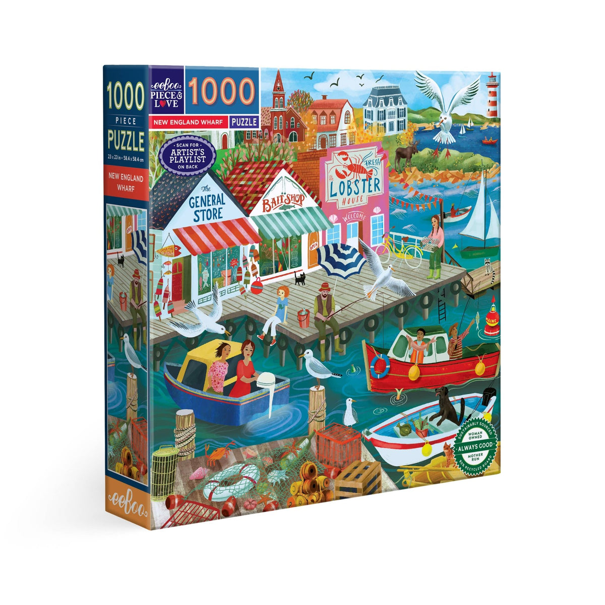 New England Wharf 1000 Piece Jigsaw Puzzle | eeBoo - Jigsaw Puzzles - The Puzzle Center