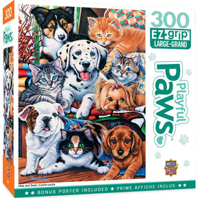 Playful Paws - Hide and Seek 300 Piece EZ Grip Puzzle by MasterPieces - Jigsaw Puzzles - The Puzzle Center -