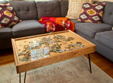 Rustic Puzzle Coffee Table with removable glass top - includes 2 hidden drawers - 24x36" - Furniture - The Puzzle Center