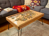 Rustic Puzzle Coffee Table with removable glass top - includes 2 hidden drawers - 24x36" - Furniture - The Puzzle Center