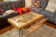 Rustic Puzzle Coffee Table with removable glass top - includes 2 hidden drawers - 24x36" - Furniture - The Puzzle Center