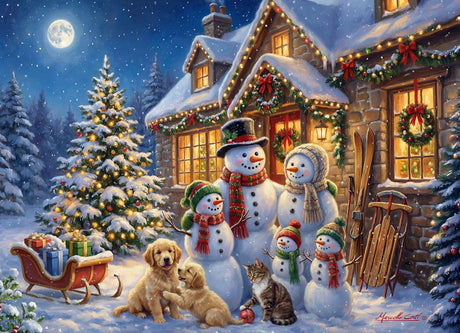 Snowman 1000 Piece Family Jigsaw Puzzle | Vermont Christmas Co - Jigsaw Puzzles - The Puzzle Center