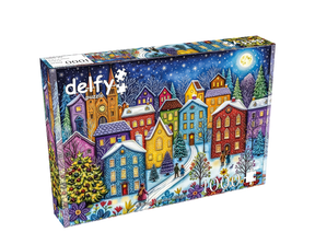 Snowy Evening Village 1000 Piece Jigsaw Puzzle | Delfy - Jigsaw Puzzles - The Puzzle Center
