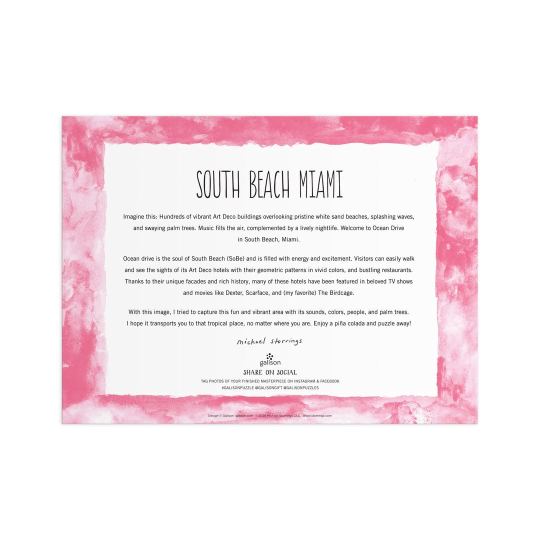 South Beach Miami 1000 Piece Jigsaw Puzzle | Galison - Jigsaw Puzzles - The Puzzle Center