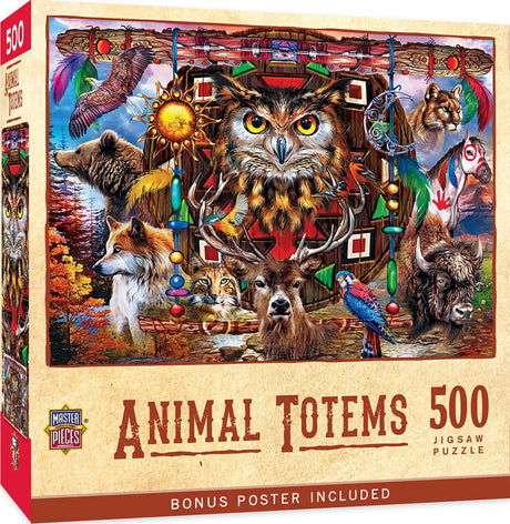 Tribal Spirit Animal Totems 500 Piece Jigsaw Puzzle | Masterpieces - Jigsaw Puzzles - The Puzzle Center