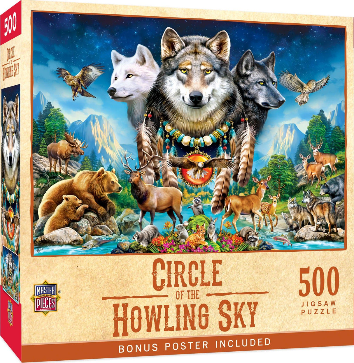 Tribal Spirit Circle of the Howling Sky 500 Piece Jigsaw Puzzle | Masterpieces - Jigsaw Puzzles - The Puzzle Center