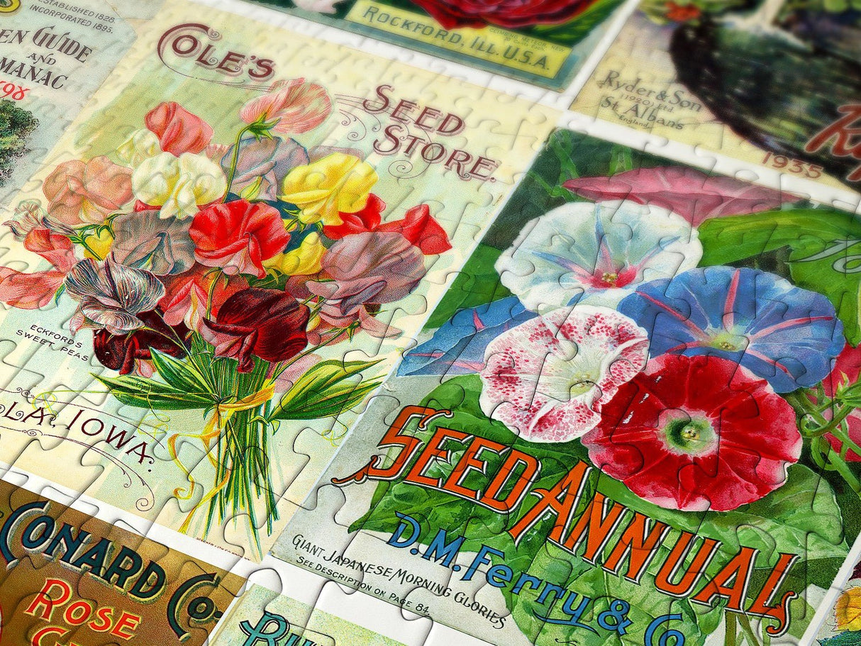 Vintage Flower Seed Packets 1000 Piece Jigsaw Puzzle | Enjoy Puzzles - Jigsaw Puzzles - The Puzzle Center