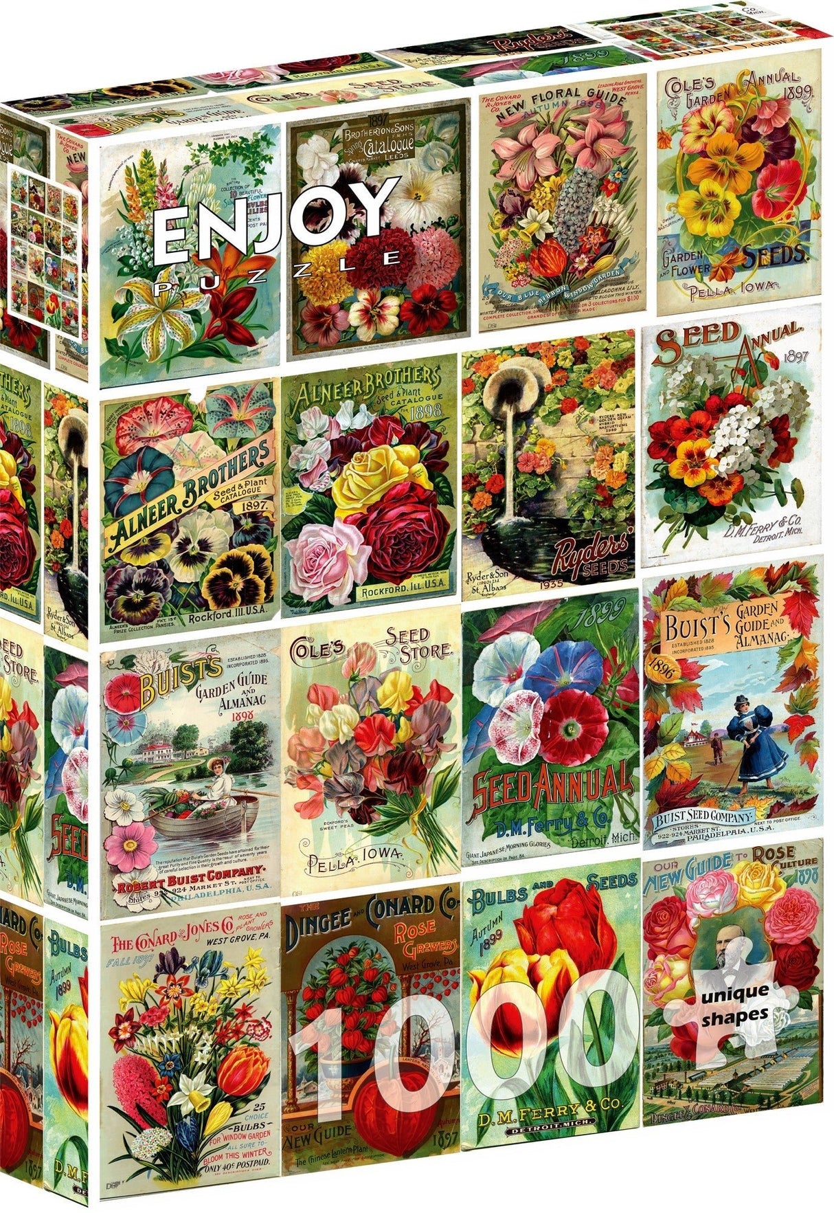 Vintage Flower Seed Packets 1000 Piece Jigsaw Puzzle | Enjoy Puzzles - Jigsaw Puzzles - The Puzzle Center