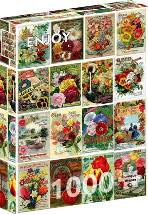 Vintage Flower Seed Packets 1000 Piece Jigsaw Puzzle | Enjoy Puzzles - Jigsaw Puzzles - The Puzzle Center