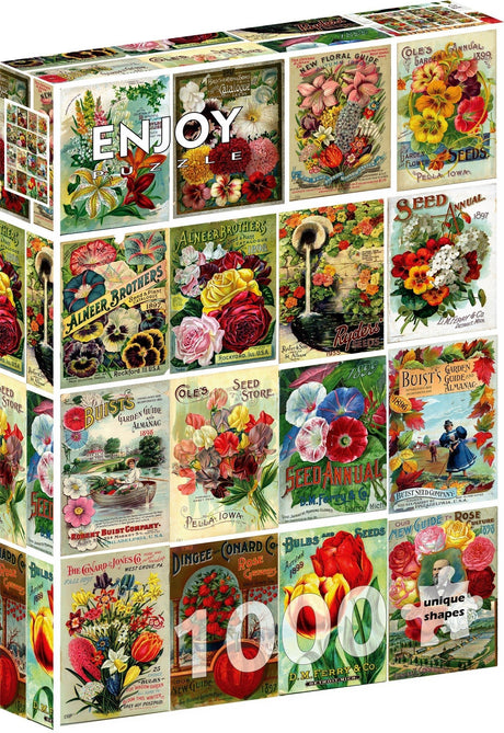 Vintage Flower Seed Packets 1000 Piece Jigsaw Puzzle | Enjoy Puzzles - Jigsaw Puzzles - The Puzzle Center