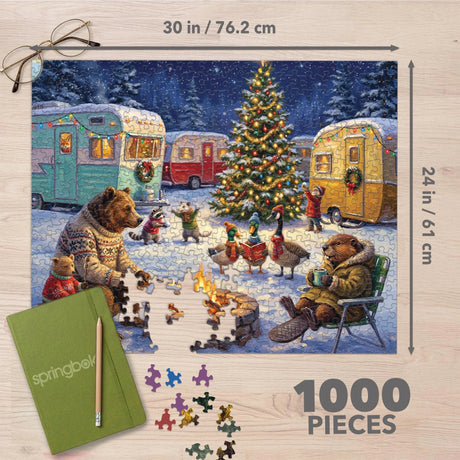 Woodland Christmas Campfire 1000 Piece Jigsaw Puzzle | Springbok Puzzles - Jigsaw Puzzles - The Puzzle Center